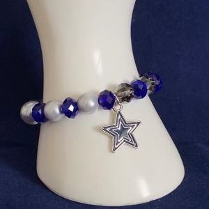 Dallas Cowboys beaded Stretch Bracelet with Charm